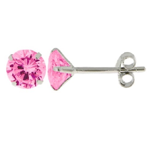 Boucles D'oreilles Puce étoile Diamant Cz Rose 4mm - Argent 925 Massif - Dolly-Bijoux Neuf Avec étiquettes