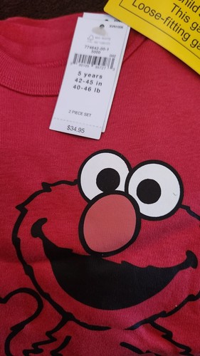 NUEVO CON ETIQUETAS Baby Gap SESAME STREET Rojo ELMO Manga Larga y Pantalones PAJAMA Talla 5 Unisex - Imagen 2 de 2