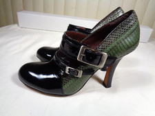 modern vintage black patten Leather  snake Shoes Black Pumps  EU size 37.5