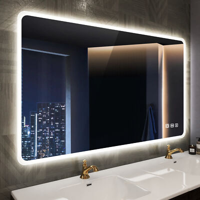LED Bathroom Mirror 40*28 Inch Anti-Fog Dimmable Bluetooth Backlit 3 Color