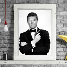 500733 ROGER MOORE - Bond Movie Star   * 16x12 WALL PRINT POSTER