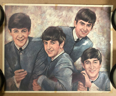 Original Vintage Beatles Poster Leo Jansen Canvas Portrait Style