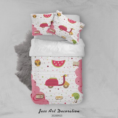 3D Motorcycles Illustration Quilt Cover Set Bedding Sets Pillowcases Queen