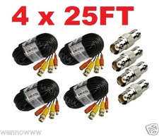  4 Pack 25ft Pre-made All-in-One Video and Power Use Zmodo CCTV Security Camera