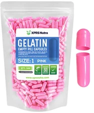 Size 1 Pink Empty Gelatin Capsules Gelcaps Kosher Pills Caps