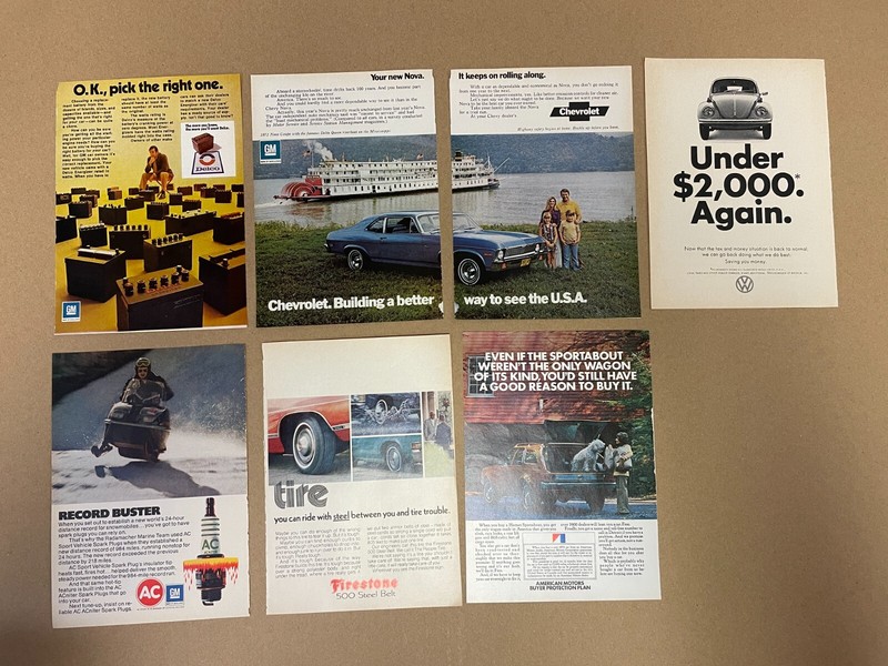 1972 Print Ad Lot of 6 Automotive Related - Chevy Firestone 5 3/8 x  7 7/16