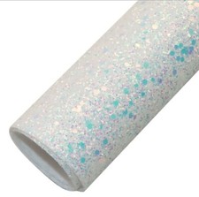 Chunky FAUX LEATHER SHEET 8" x 12" 1131272 iridescent White mixed Glitter