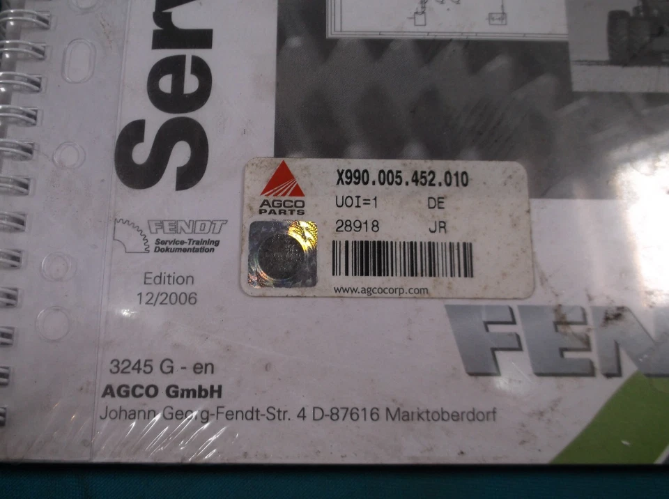 FENDT 919 922 925 928 931 934 TRACTOR DIAGRAMAS ELÉCTRICOS E HIDRÁULICOS MANUAL Foto 3 de 4