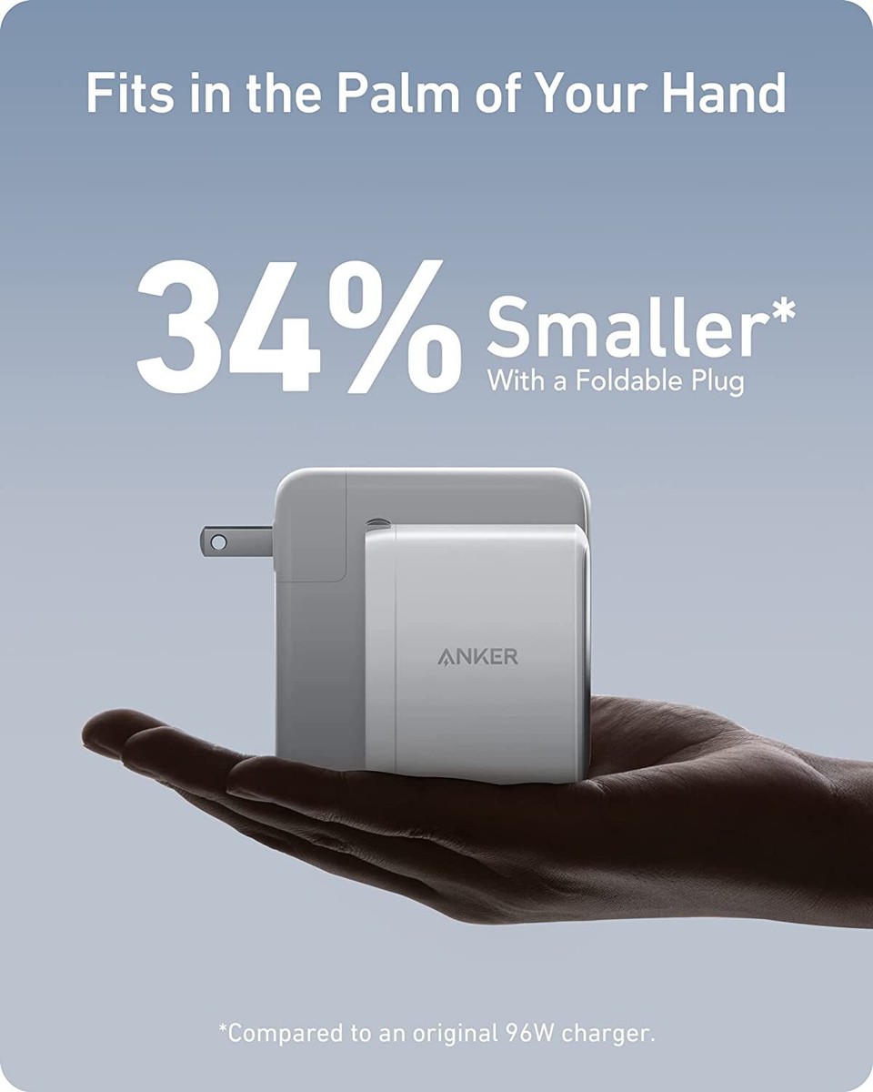 Anker 100W USB-C Wall Charger 3-Ports GaN II Tech Fast