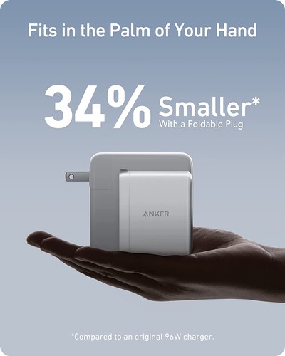 Anker 100W USB-C Wall Charger 3-Ports GaN II Tech Fast Charging+5ft USB-C Cable - Picture 3 of 9