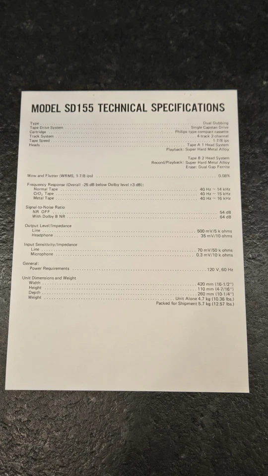 Genuine Marantz Owners Manual SD155 Cassette Deck + Warranty Sheets + MORE - Image 4 of 4