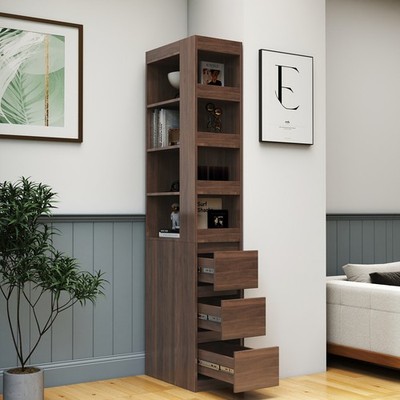 70.87'' H Display Storage Cabinet w/Drawers Modern Wooden Tall Bookshelf Bookcase