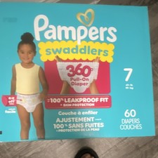 Pampers Swaddlers 360 Pull-On Diapers Size 7 White Unisex 60 Count