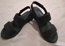 SKECHERS Foamies Arch Fit Footsteps Rhinestones Black Sandals Women Sz 9 Comfort
