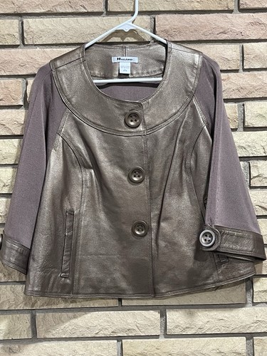 Peter Nygard leather ✨Mocha ✨size L✨swing jacket ✨NWOT