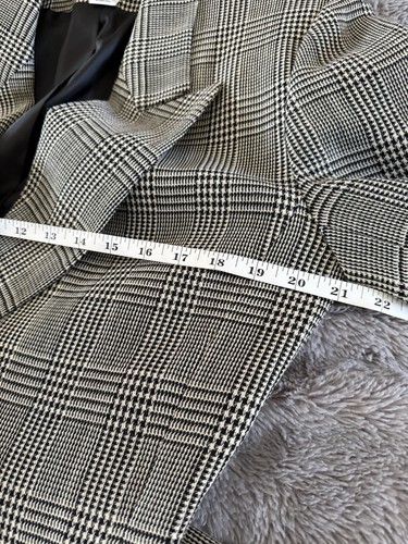 Vtg 90’s Christian Dior Black White Worsted Wool Houndstooth Jacket Blazer Belt - Picture 9 of 13