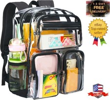 Clear Backpack for School - Heavy Duty See Through Bookbag for Girls Boys Lar...