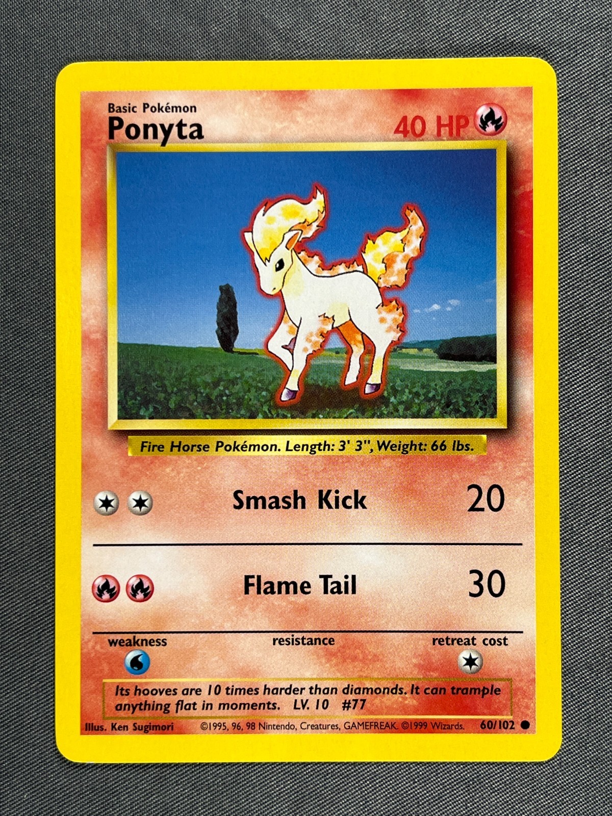 Ponyta 60/102 Base Set Series COMMON Basic POKEMON CARD 1999 - NM