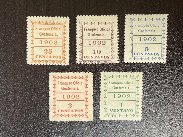 Guatemala 1902 Official Group #O1-O5 Mint H 2Y274