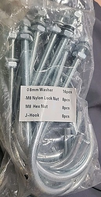 #ad #ad Lot of 8 J HOOKS 6 Inches THREADED 8mm washers M8 Lock Nut M8 Hex Nut $10.90