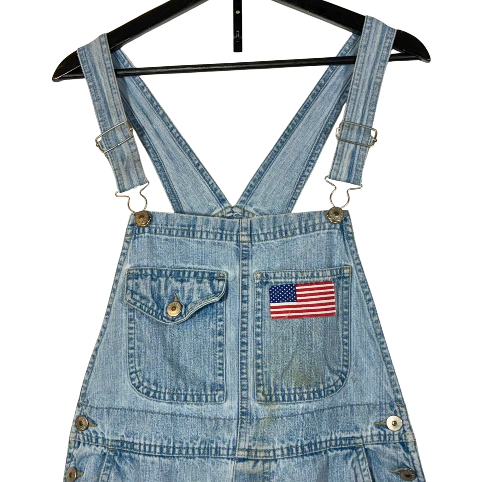 Macacão jeans Xhilaration Bib pequeno retrô anos 90 vintage veja fotos manchas - Imagem 3 de 4