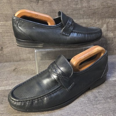 Stafford Soft Black Leather Moc Toe Slip On Shoes Loafers  display picture 3