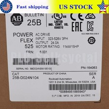 2022 Allen Bradley 25B-D024N104 /A Powerflex 525 AC Drive 15HP Surplus SEALED
