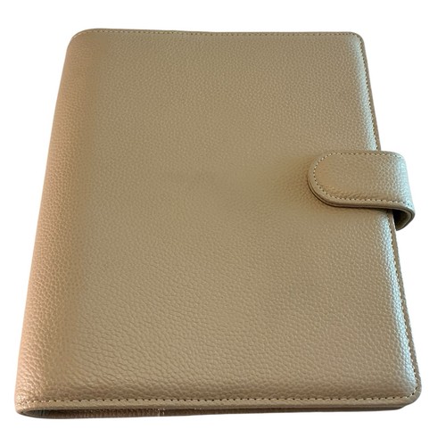 Stoff und Papier Luxus A5 Ring Planer Agenda Glattleder Beige - Bild 4 von 19