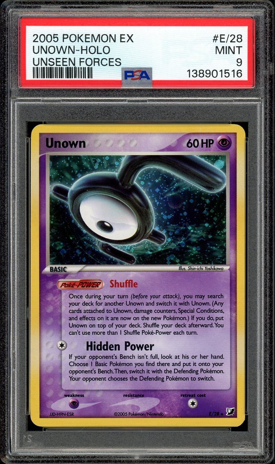 Pokemon Unown EX Unseen Forces Holo Rare #E/28 PSA 9