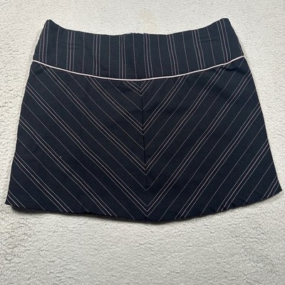 Vintage Y2K Loomi Mini Skirt Women M Black Pink Pinstripe Chevron USA Made
