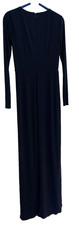 LAUNDRY BY SHELLY SEGAL NAVY LONG SLEEVE FORMAL GOWN FRONT SLIT SIZE 2