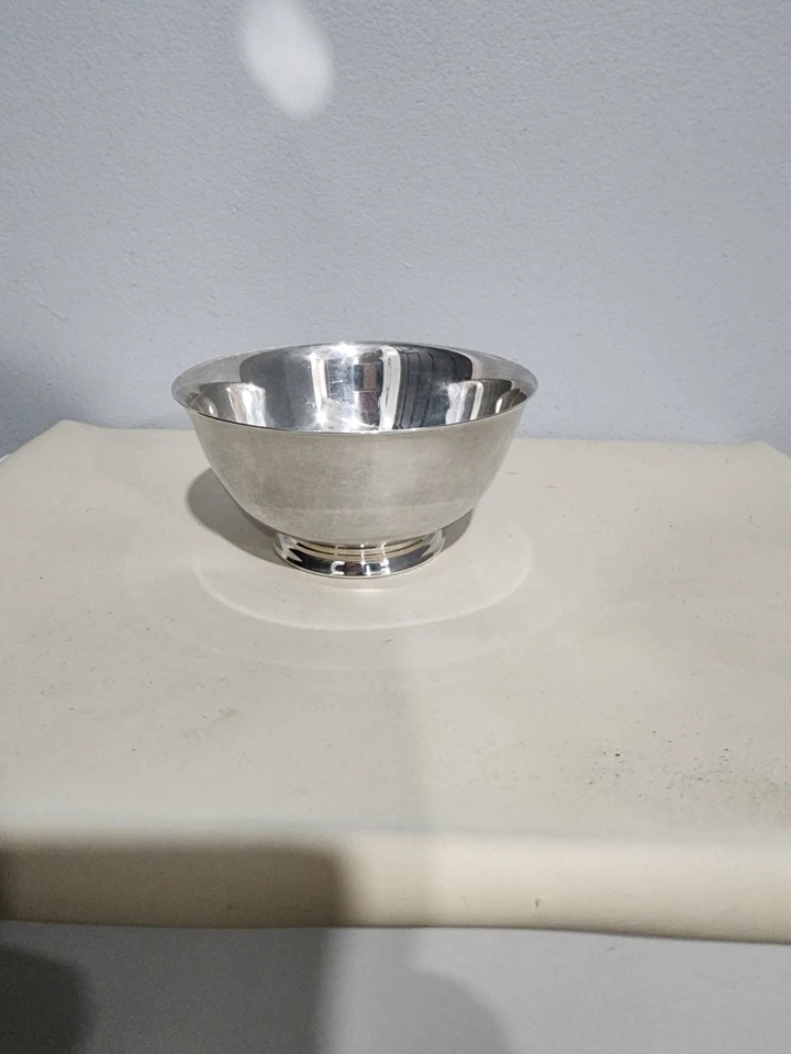 Винтажная посеребренная сервировочная чаша WM Rogers Paul Revere репродукция 4 дюйма на ножках - Изображение 3 из 4