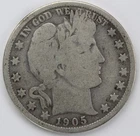 VG 1905 Barber Half Dollar