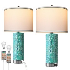 CeramicTable Lamps Set of 2 Lamps for Bedroom Living Room Office 26" Green