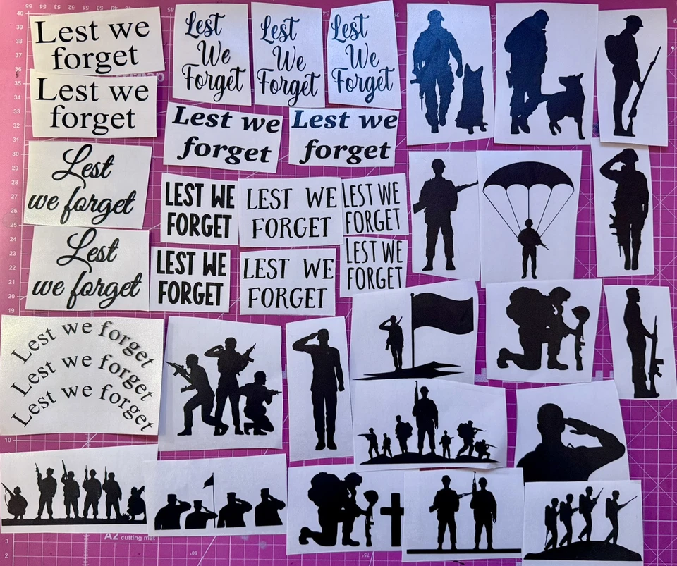 Remembrance Lest We Forget Warships Vinyl Decal Stickers bundle Crafts