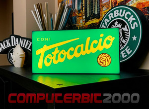 Insegna Luminosa TOTOCALCIO Lampada Led Vintage Collezione Calcio USB SISAL