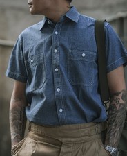 Bronson Non Stock Mfg. Co. Chambray Short Sleeve Work Shirt Quality Cotton (08