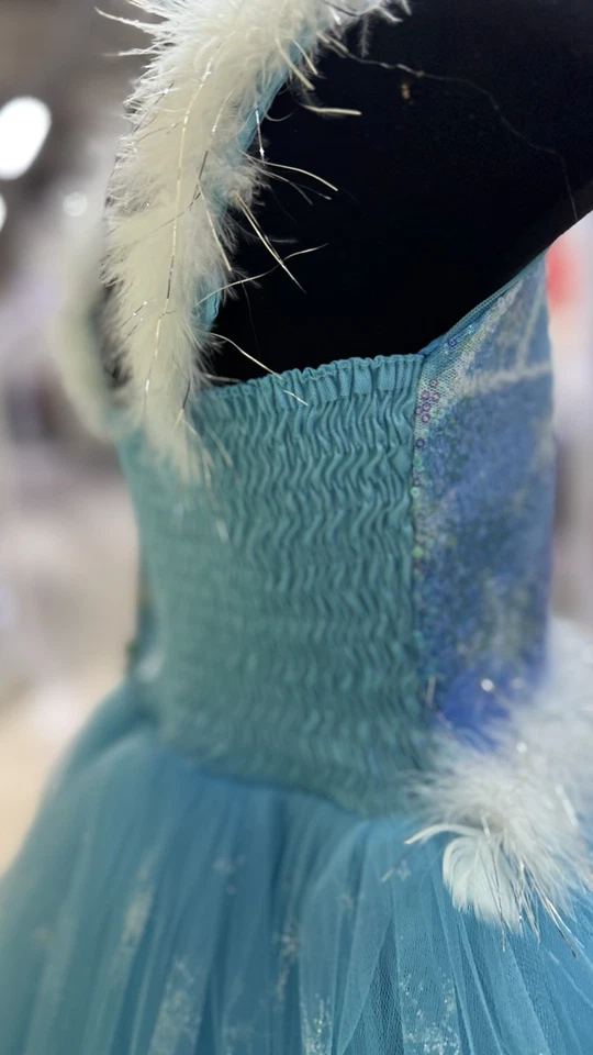 girls elsa frozen dress- Tutu Dress With Fur, Rare Find - Image 4 of 4