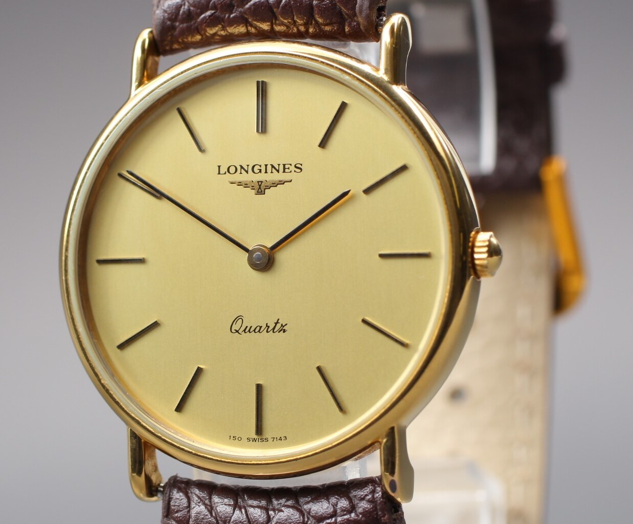 Vintage【Near MINT】Longines 150 7143 Gold Dial 33mm Quartz Men's Watch From JAPAN