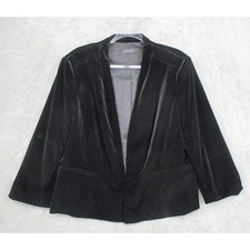 Kasper Blazer Women 16 Velvet Hook Eye Office Jacket Party Evening Black Lined