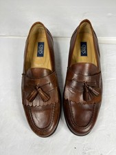 CHAPS Men’s Loafers Shoes Size 9 M Brown Leather Slip-On Tassel Kiltie Toe