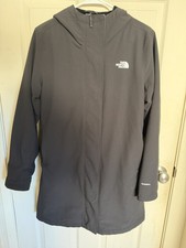 The North Face Womens WindWall Hooded Trench Coat fleece Black Belted Size M