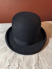 Vintage Derby Bowler Hat Black Dobbs The Hecht Co. Washington D.C. Sz. 7