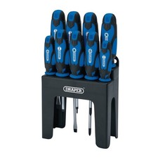 DRAPER Soft Grip Screwdriver Set, Blue 9 Piece Stock No: 15960