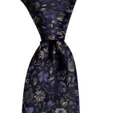 BAR III Men's Silk Blend Skinny Necktie Designer FLORAL Blue/Green/Gray NWT
