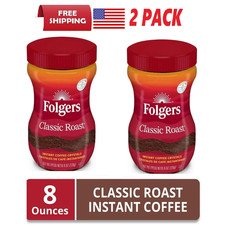 2 Pack Folgers Classic Roast Instant Coffee, 8-Ounce Jar ,Free Shipping