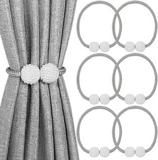 6 Pack Magnetic Curtain Tiebacks Decorative Curtain Holdbacks Window D cor Grey
