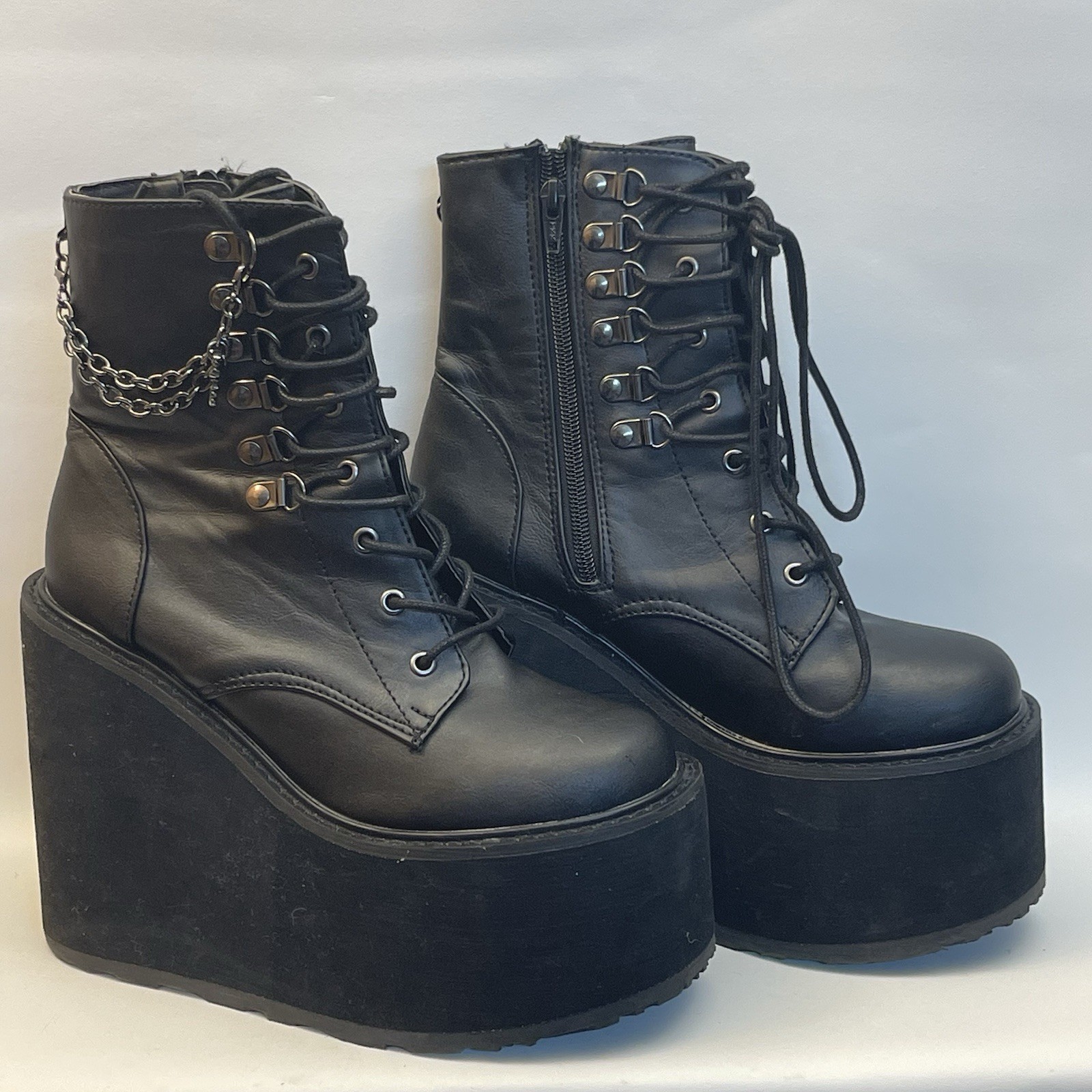 Demonia Swing 101 Black Wedge Platform Punk Emo B… - image 1