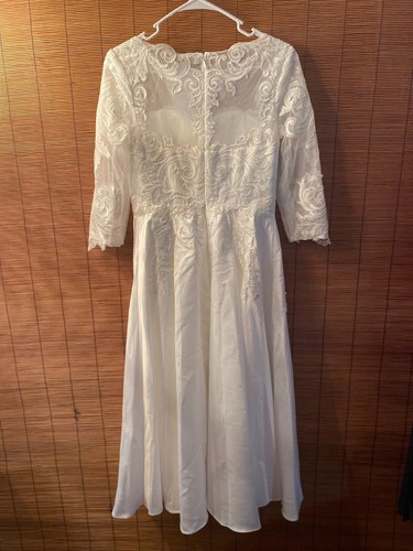 NWT JJ's House Ivory Tea Length Wedding Dress Size 4 - Picture 6 of 7