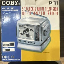 Coby CX-TV1 Black White 5-inch Portable VHF/UHF TV with AM/FM Radio